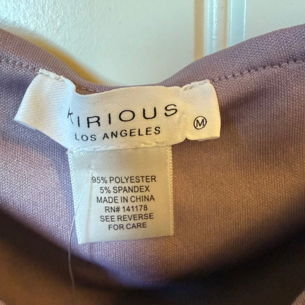 KIRIOUS‎ Los Angeles Purple Ruched Sweetheart Neckline Lettuce Trim Crop Top M